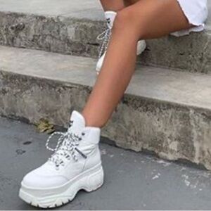 Sold- NEW NEVER WORN Naked Wolfe White Spike Leather boot